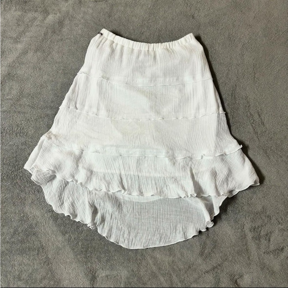 BCX White Layered Sheered Mid Skirt